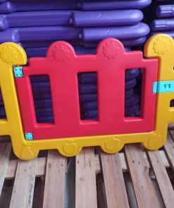 Yellow red door for plastic fence