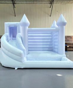 Inflatable bounce castle with water pool and slide